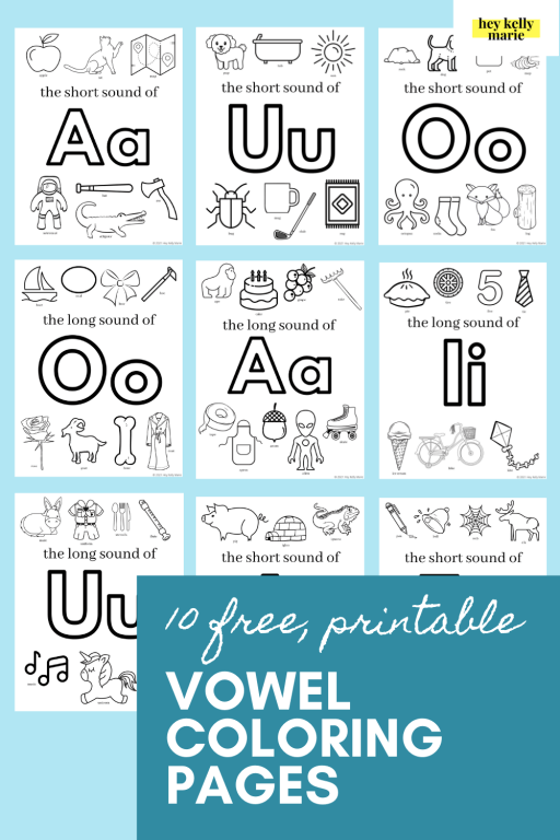 free printable vowel coloring pages with short and long sounds