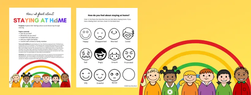 banner giving preview of feelings workbook for kids
