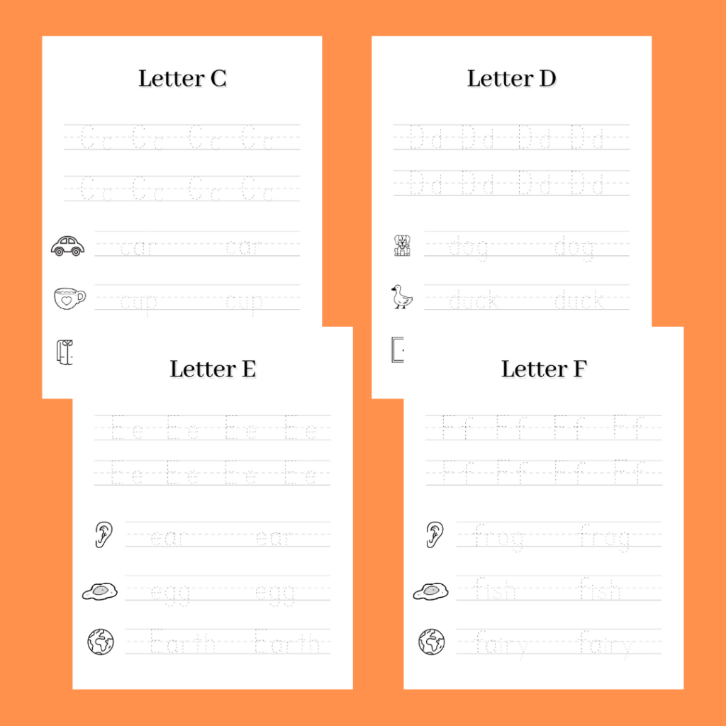 preview of letter tracing pages