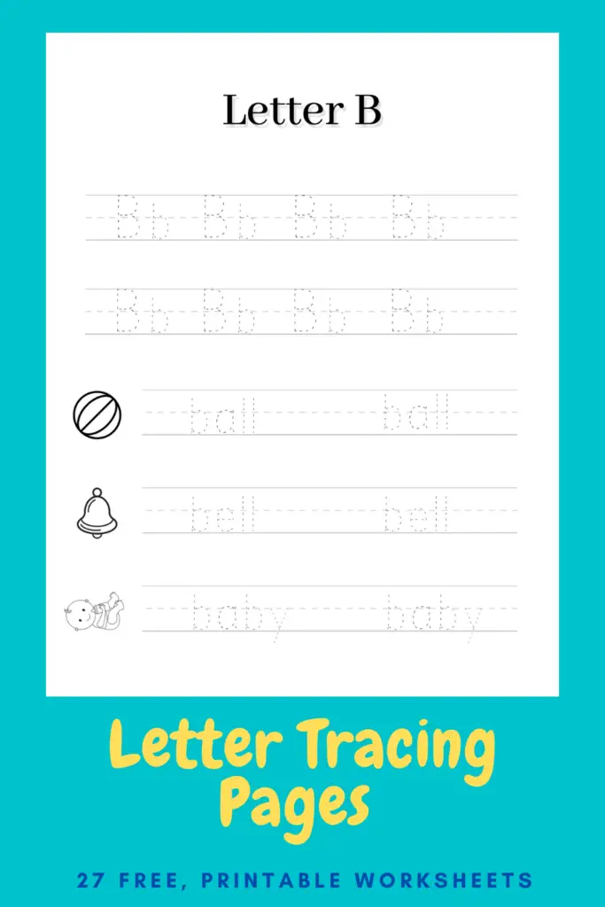 Preview of Letter B letter tracing practice page. 
