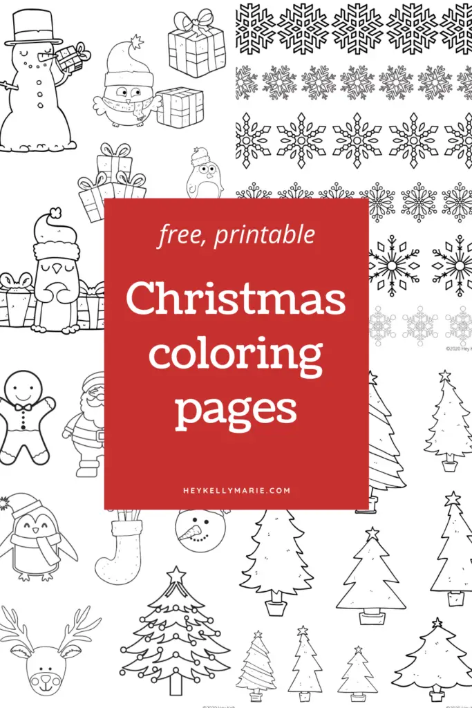 pinterest pin of christmas coloring pages