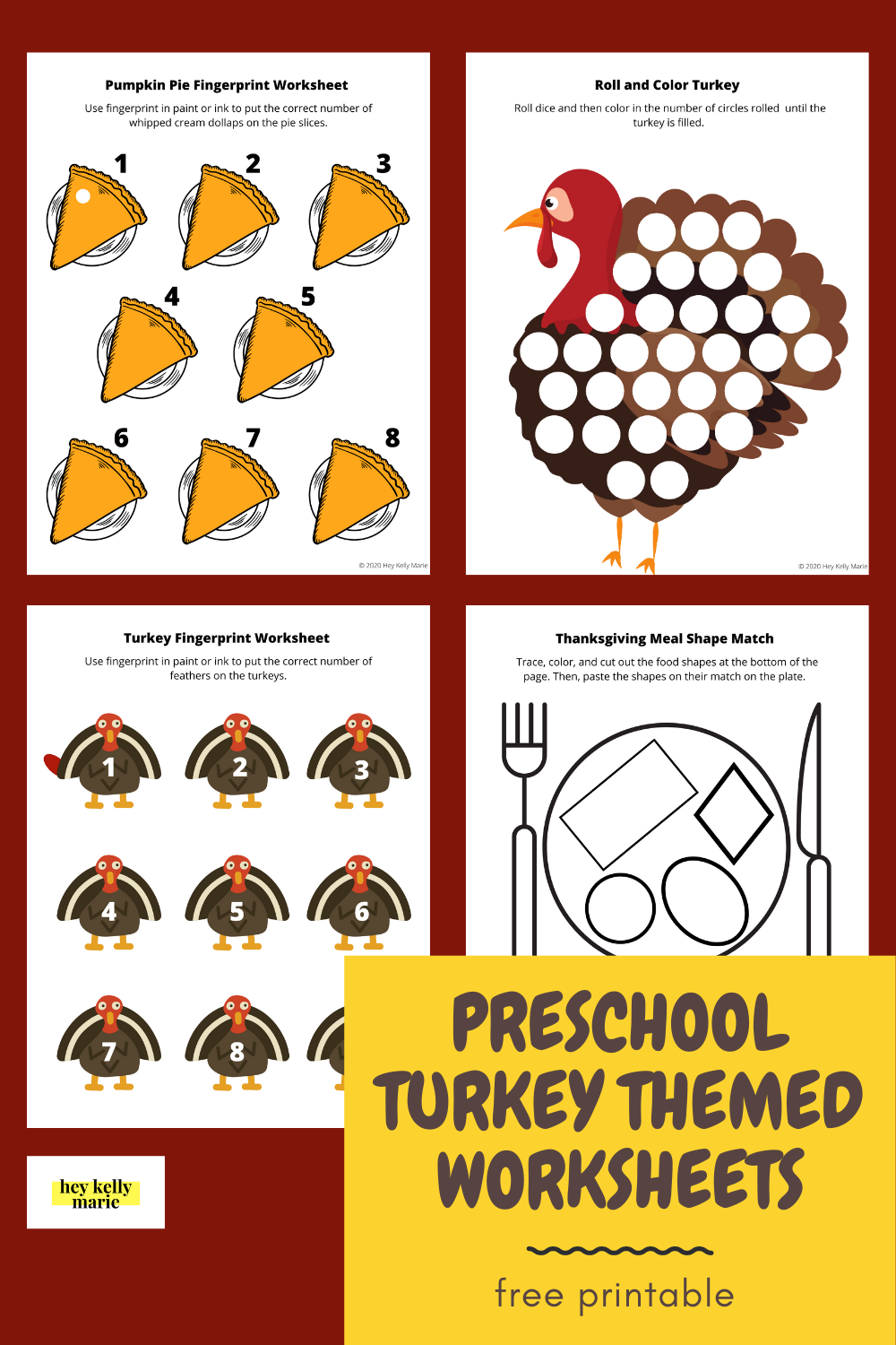 Free Preschool Thanksgiving Worksheets for an Easy Activity this