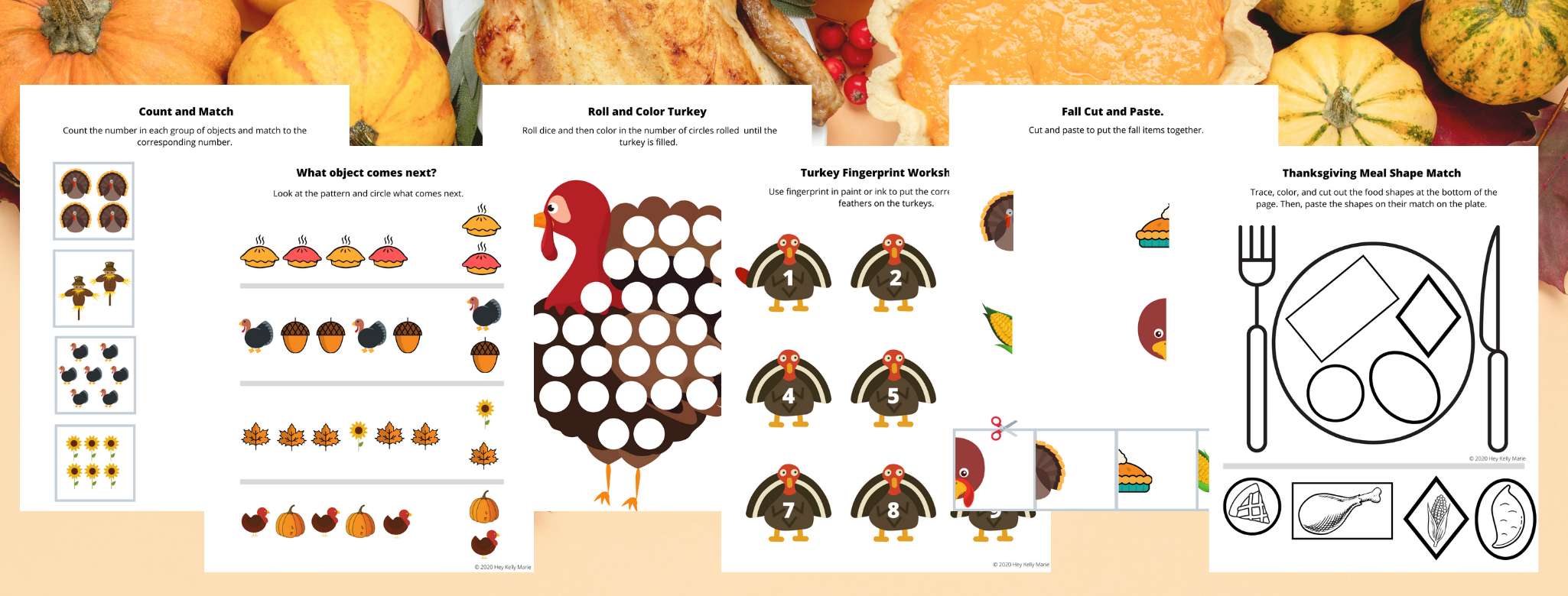 Free Preschool Thanksgiving Worksheets for an Easy Activity this