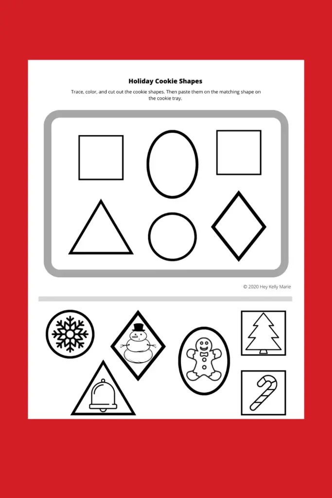 preview of the holiday cookie shape match activity pdf