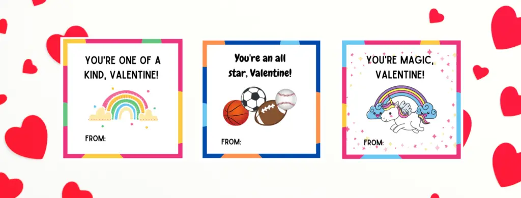 preview of 3 types of free printable valentines