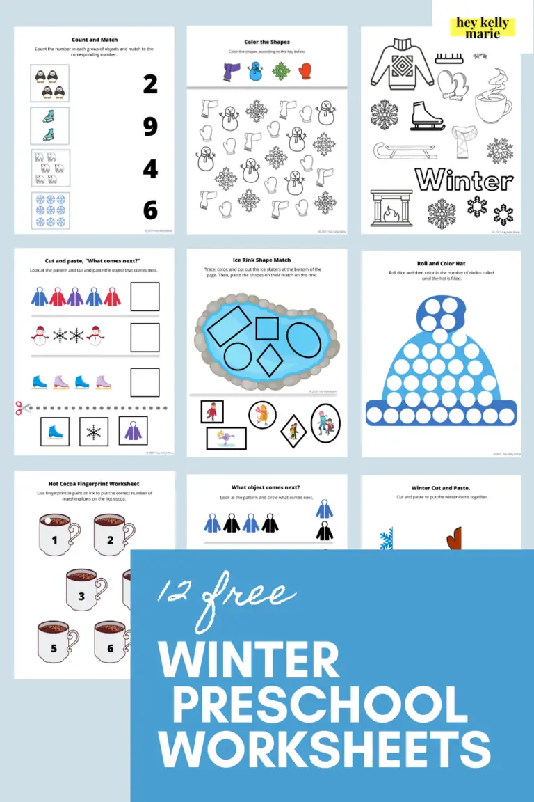 Free, Printable Winter Themed Worksheets with Shapes, Patterns, and ...