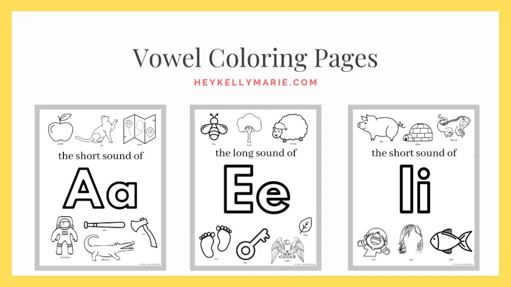 Free, Printable Vowel Coloring Pages with Short and Long Sounds