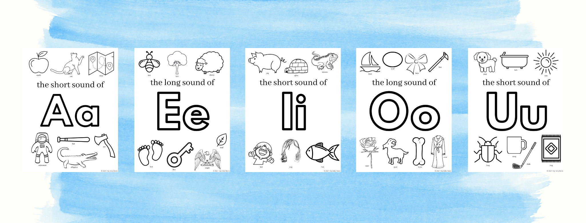 free printable vowel coloring pages with short and long sounds