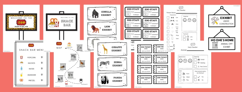 zoo dramatic play printable pages