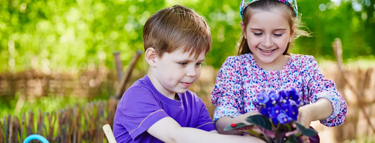 kids doing garden activities