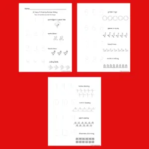 preview of the 12 days of christmas number tracing worksheets