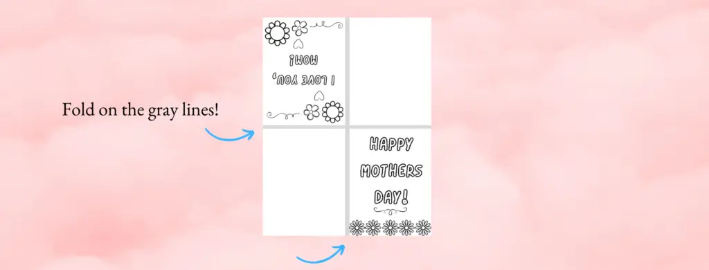 Folding directions to create a printable mother's day card for mom from a PDF file